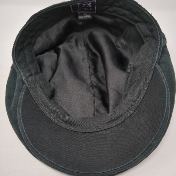 T. Harris Fitted Newsboy Cap Black XL Vintage Flat Blank Polyester - Picture 7 of 9